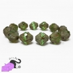 4 perle bicono in cristallo di Boemia verde 13x11 mm