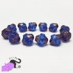 6 perle bicono in cristallo di Boemia blu 11x10 mm