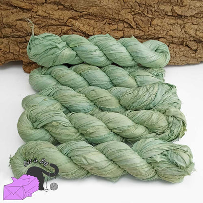 Aquamarine, recycled sari silk ribbons