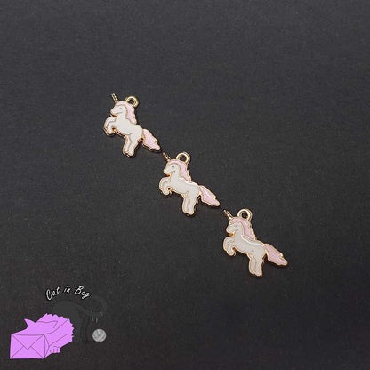 5 unicorns, baby pink, enamel charms