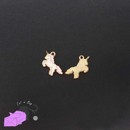 5 unicorns, baby pink, enamel charms