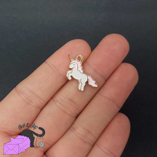 5 unicorns, baby pink, enamel charms