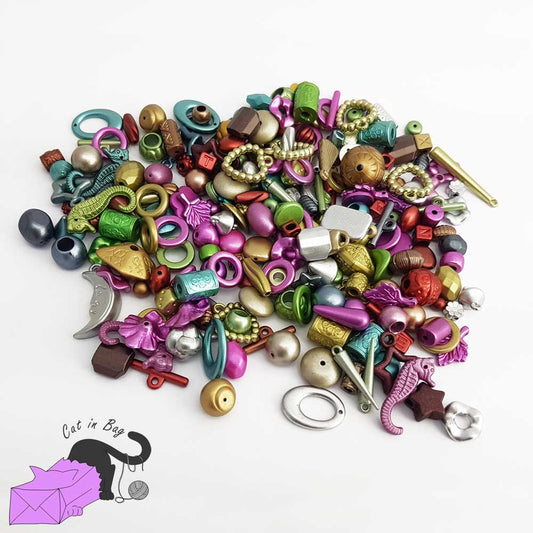 Mix of acrylic beads - assorted metallic colours