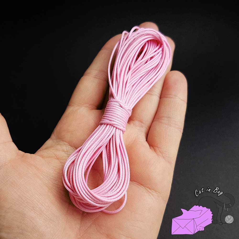 10 meters waxed cord, 1 mm, Pink