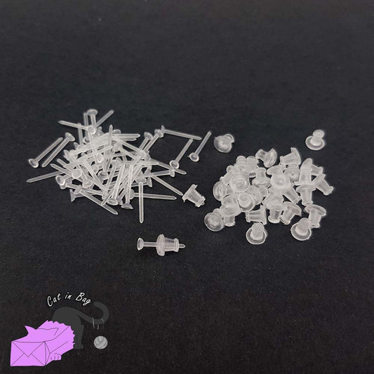 50 pairs (100 PCs) of plastic stud earring findings