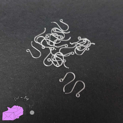 10 pairs (20 PCs) plastic ear wire hooks, transparent