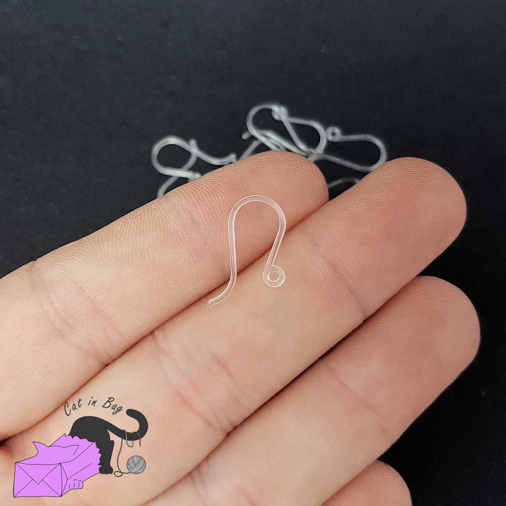 10 pairs (20 PCs) plastic ear wire hooks, transparent