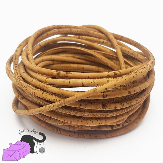 1 m of cork cord, natural color, 3 mm