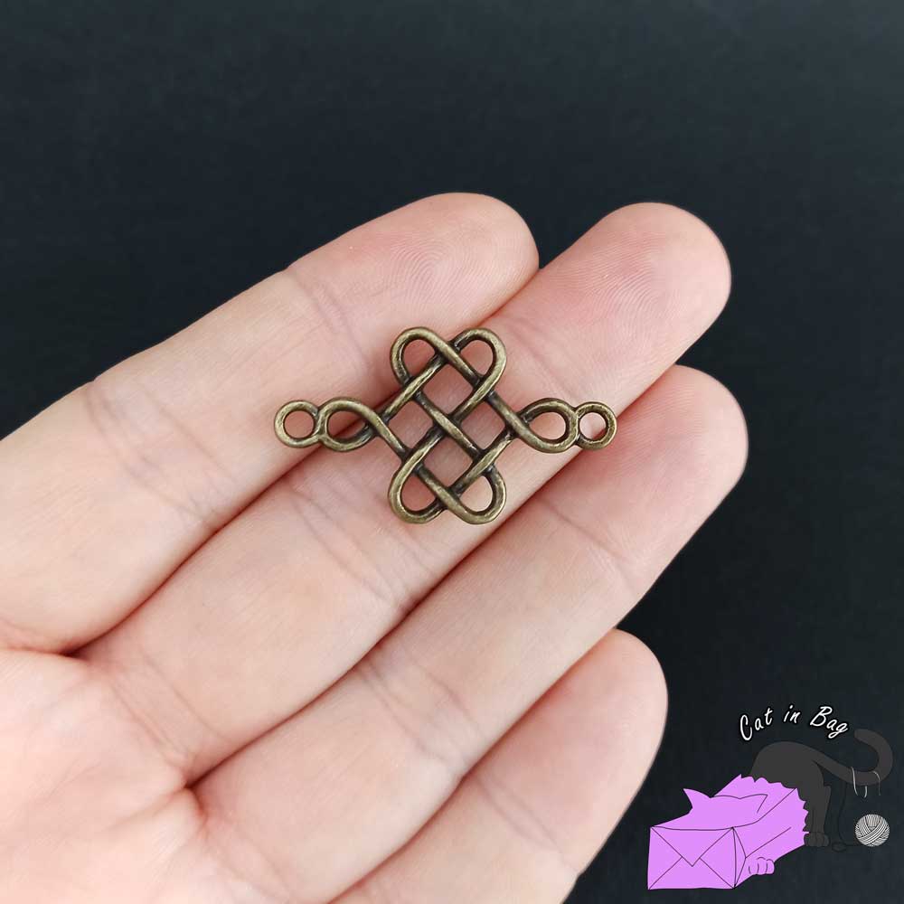 10 connectors with celtic knot antique bronze tone