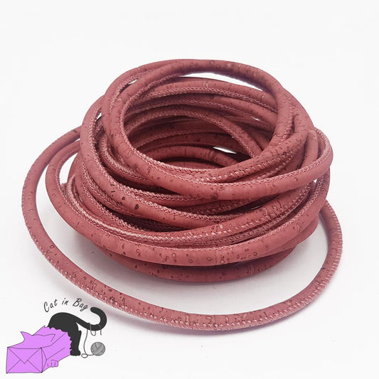 1 m of cork cord, antique pink, 4,5-5 mm