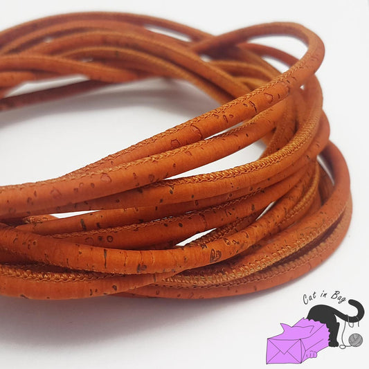 1 m of cork cord, orange, 4-4,5 mm