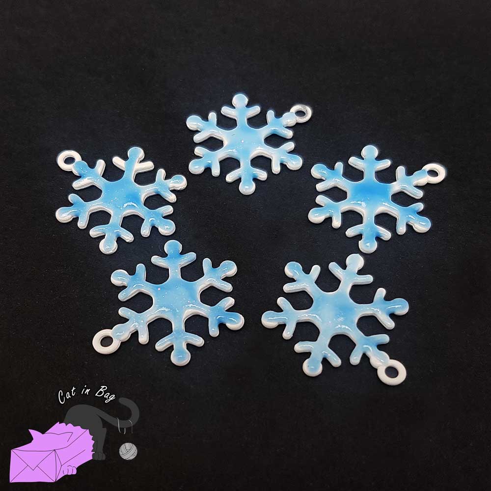 2 big enamel snowflakes charms