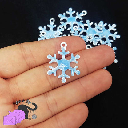 2 big enamel snowflakes charms