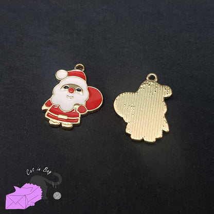 2 enamel charms with Santa Claus