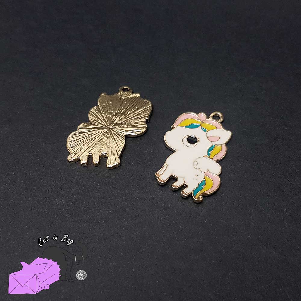 1 rainbow unicorn, enamel charm