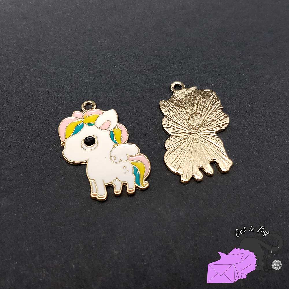 1 rainbow unicorn, enamel charm