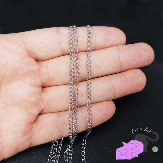 1 meter Stainless steel chain 3,5x2,5x0,5 mm