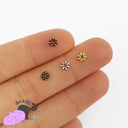 50 flower spacer beads, diameter 4 mm