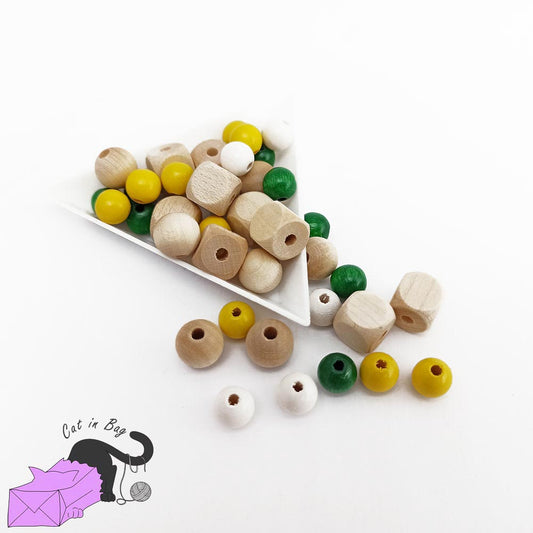 50 mixed wood beads