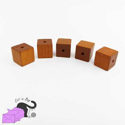 10 cubic hazelnut wood beads