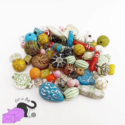 Mix of 50 gr of colored acrylic beads