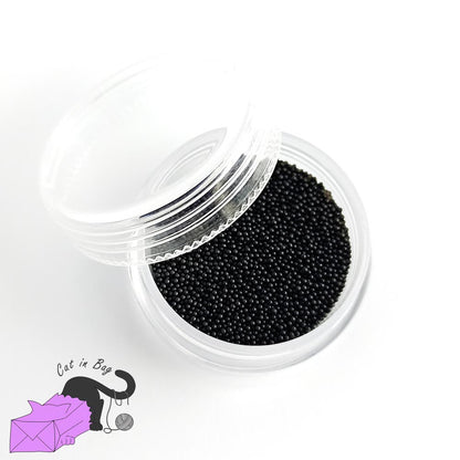 Micro caviar glass beads, black, with box