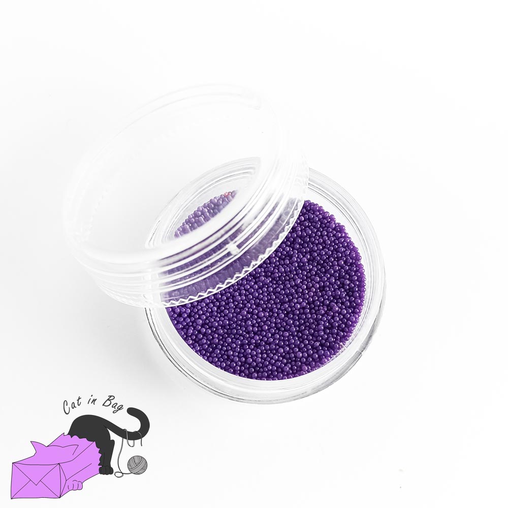 Micro caviar glass beads, violet, with box