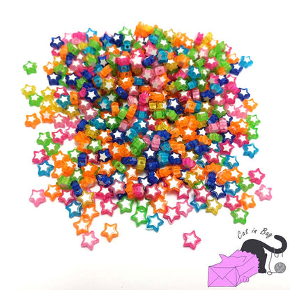 Mixed colour star beads, 100 pcs