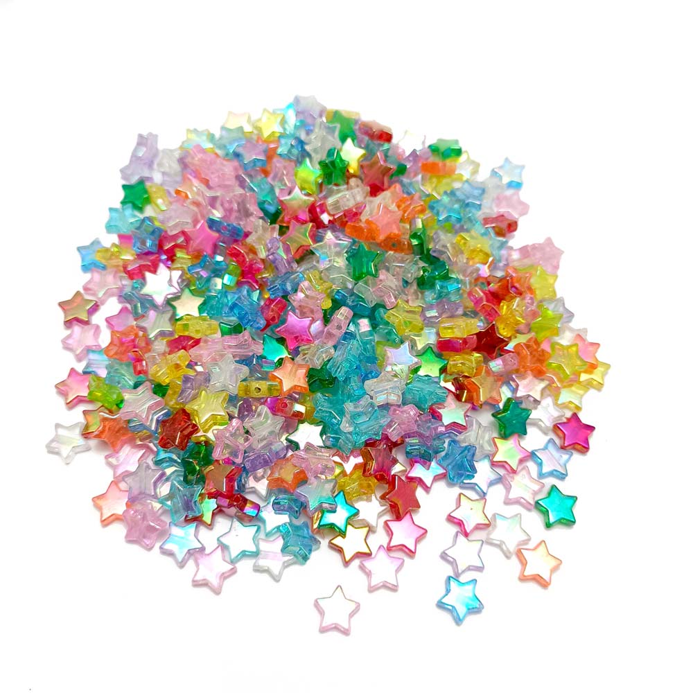 Mixed colour semi-transparent star beads, 100 pcs