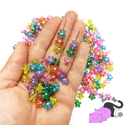 Mixed star beads with little crystal 100 pcs