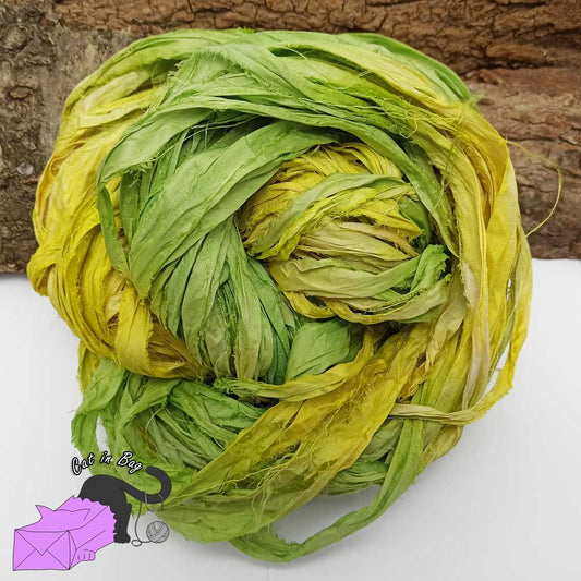 Spring picnic, recycled sari silk ribbons