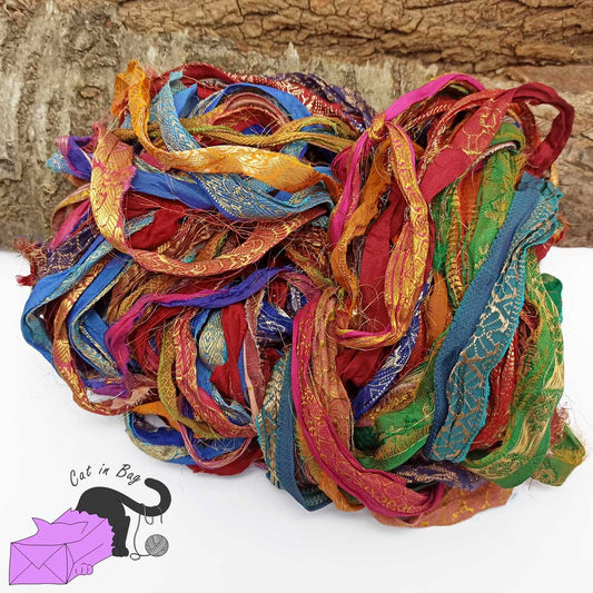 Recycled brocade sari silk border ribbons