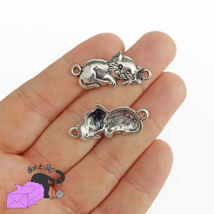 2 Charms connector with sleeping cat