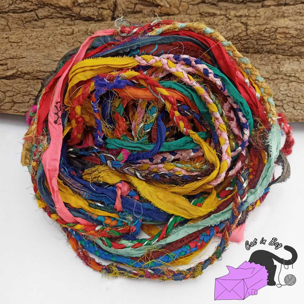 Sari silk ribbon braided and simple