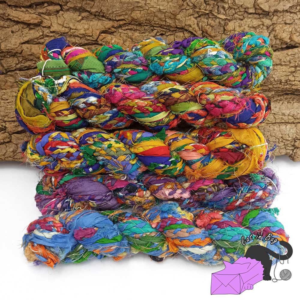 Sari silk ribbon braided and simple